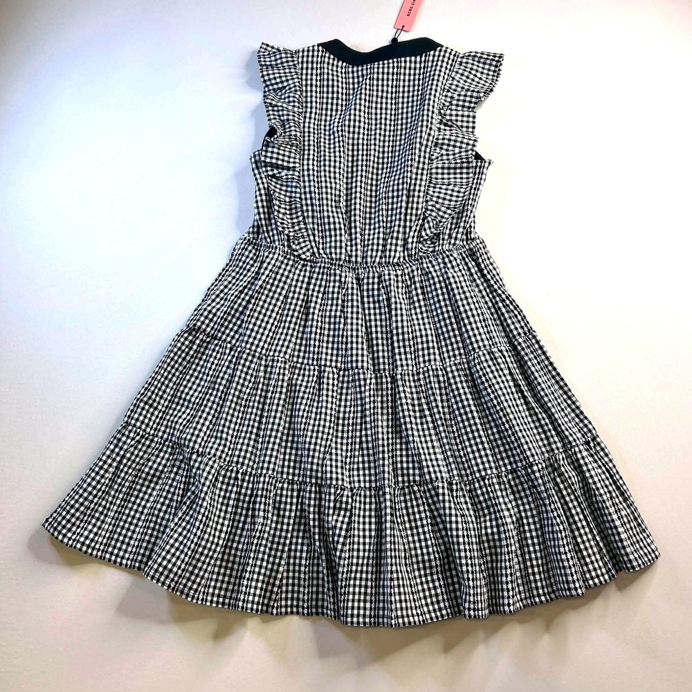 BCBG Girls Black White Gingham Tiered Ruffle Dress NWT Size 12 - Picture 7 of 7